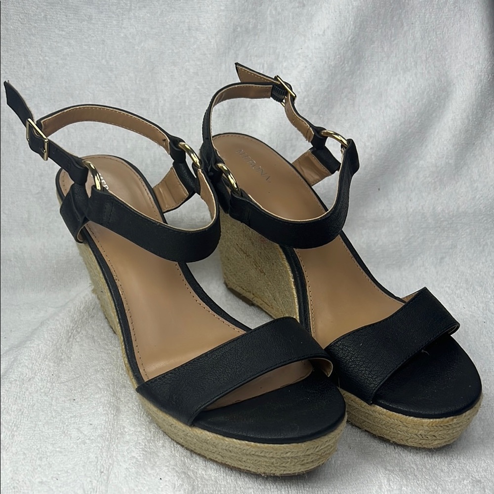 Merona, Black Wedge Sandals
